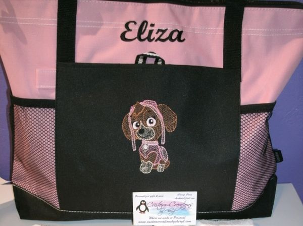 Pink Girl Dog Personalized Tote Bag