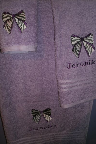 Bow Zebra Animal Print Personalized Towel Set