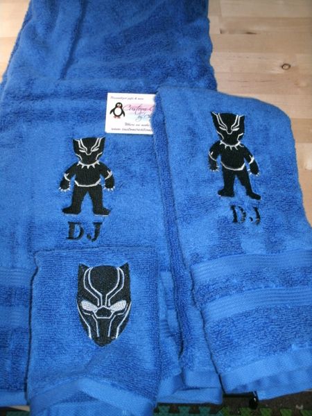 Black Panther Kid Personalized 3 piece Superhero Towel Set