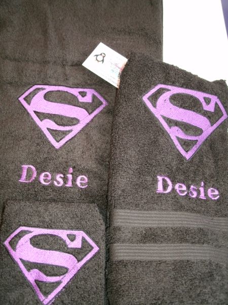 Supergirl Logo Personalized 3 piece Superhero Towel Set