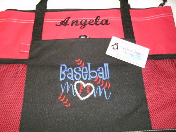 Baseball Mom Heart & Laces Personalized Tote Bag Sports Mom