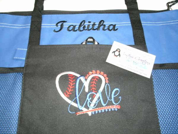 Baseball Love Heart & Laces Personalized Tote Bag Sports Mom