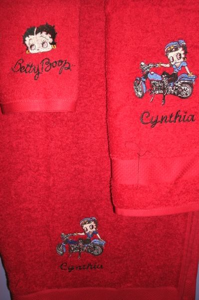 Biker Betty Personalized 3 Piece Bath Towel Set