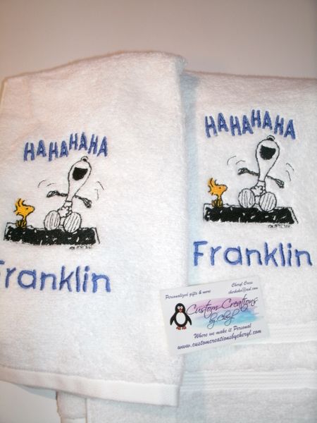 Snoopy Laughing Towels Hand Towels 2 piece set