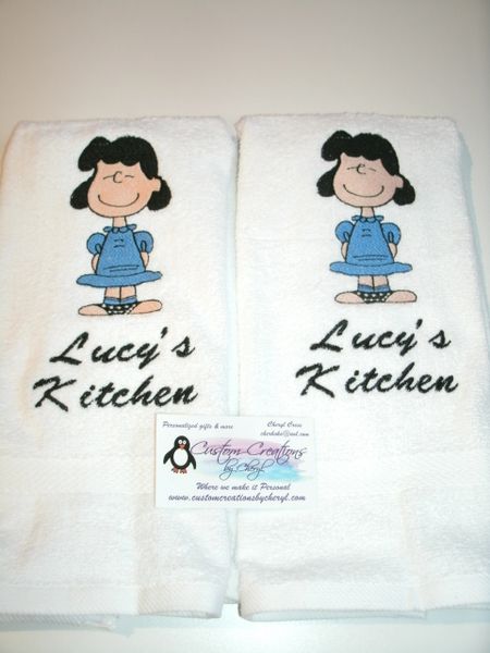 Snoopy Lucy Personalized Kitchen Towels Hand Towels 2 piece set