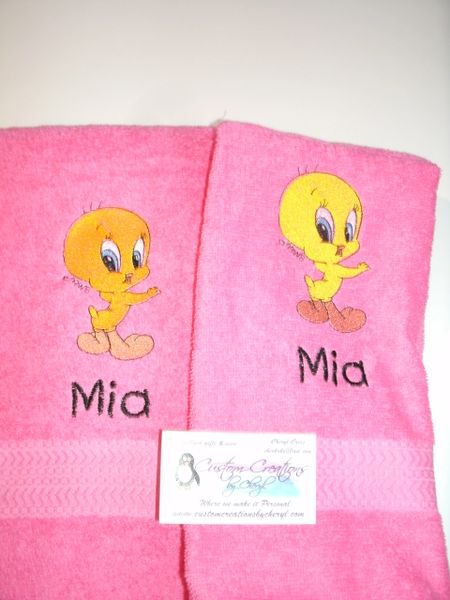 Tweety Bird Personalized Kitchen Towels Hand Towels 2 piece set