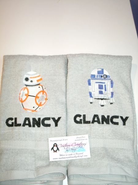 Star Wars Droids BB8 & R2D2 Kitchen Towels Hand Towels 2 piece set