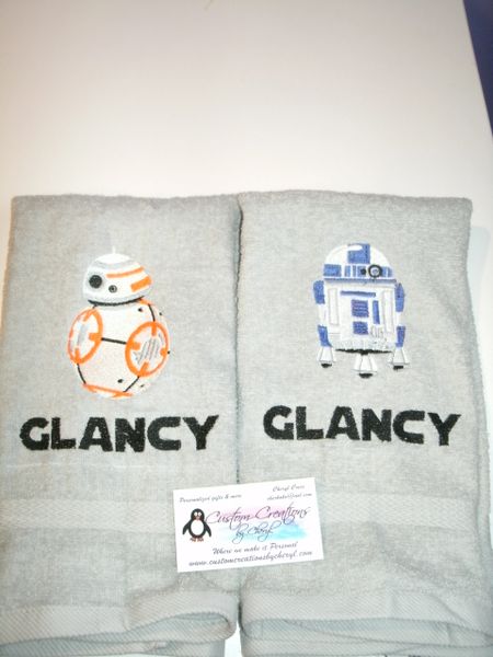 Star Wars BB8 R2D2 Personalized Kitchen Towels 2 piece Set