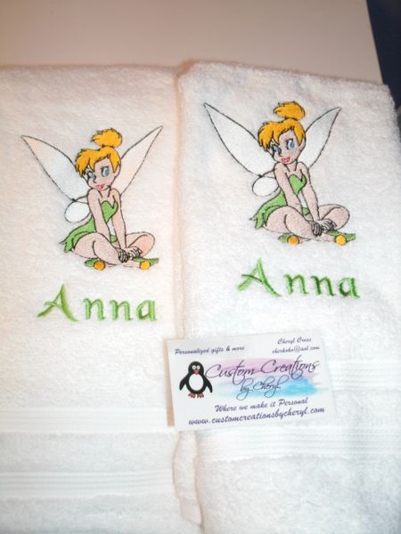 Tinkerbell Sitting Kitchen Towels Hand Towels 2 piece set