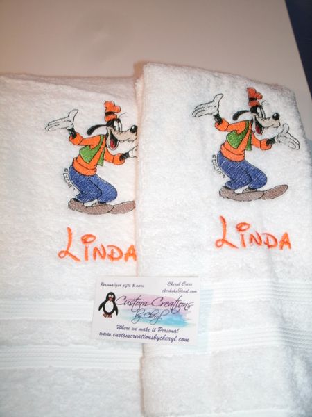 Goofy Personalized Hand Towels Kitchen Towels 2 piece set