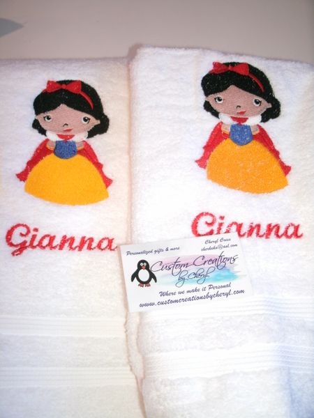 Snow White Girl Kitchen Towels Hand Towels 2 piece set