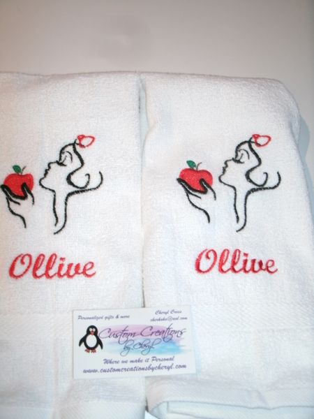 Snow White Apple Sketch Kitchen Towels Hand Towels 2 piece set