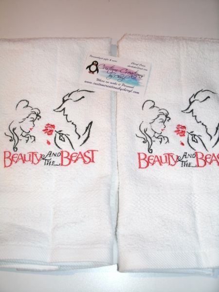 Beauty and Beast sketch Kitchen Towels Hand Towels 2 piece set
