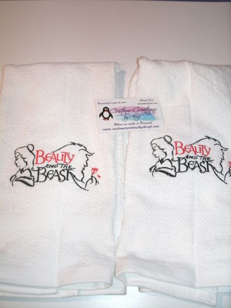 Beauty and Beast back to back sketch Kitchen Towels Hand Towels 2 piece set