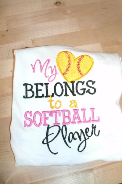 Softball My Heart Belongs to a softball player Personalized Softball Shirt