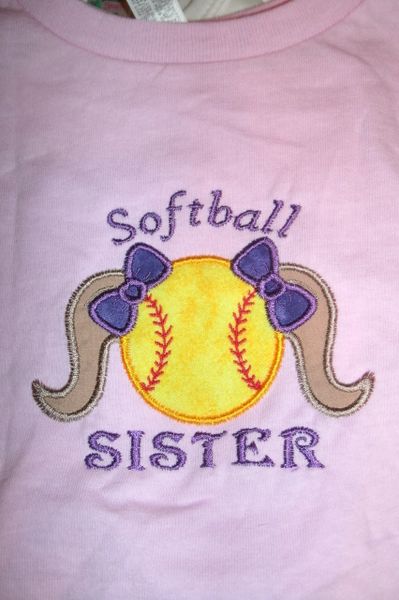 Softball Sister Pigtails Softball Shirt