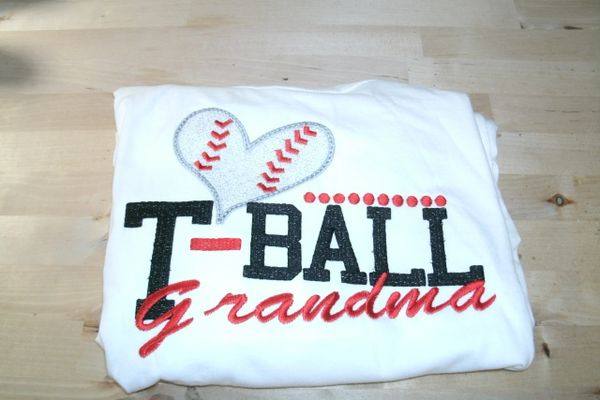 T-ball Grandma heart dots Baseball Shirt