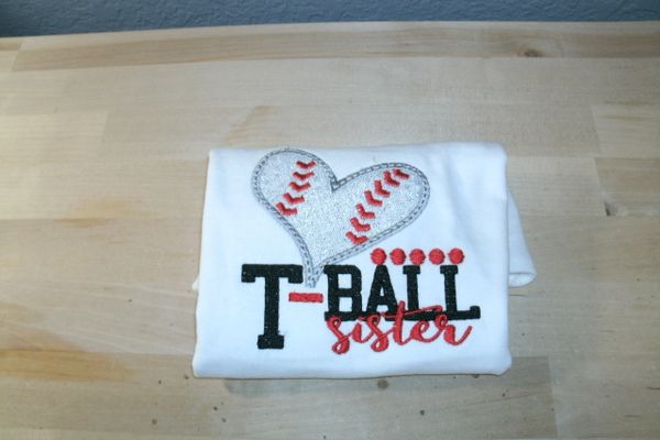 T-ball Sister heart dots Baseball Shirt