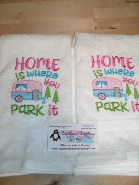 Home is where you park it Kitchen Towels Hand Towels 2 piece set