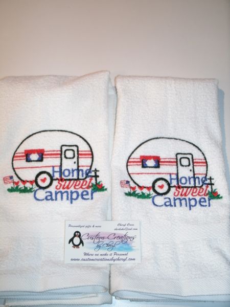 Camper Home Sweet Camper Kitchen Towels Hand Towels 2 piece set