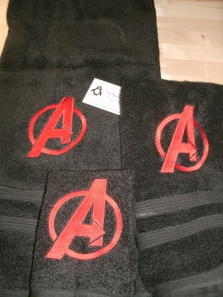 Avengers Logo Personalized 3 piece Superhero Towel Set