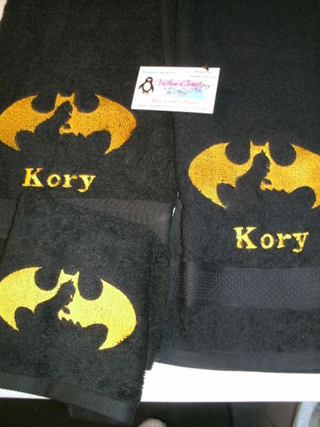 Batman Silhouette Personalized 3 piece Superhero Towel Set