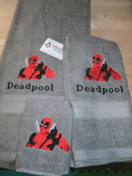 Deadpool thumbs up Personalized 3 piece Superhero Towel Set