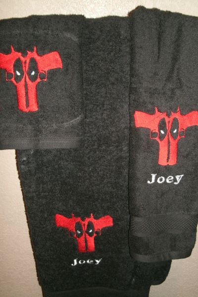 Deadpool Guns Personalized 3 piece Superhero Towel Set