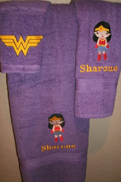 Wonder Woman Kid Personalized 3 piece Superhero Towel Set