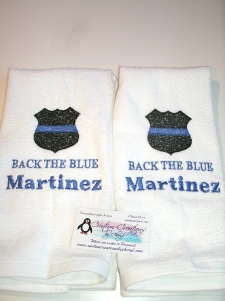 Back the Blue Police Thin Blue Line Kitchen Hand Towels 2 piece set