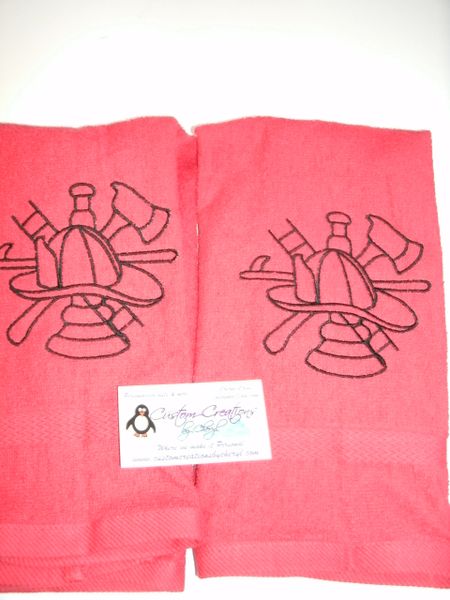 Firefighter Sketch Logo Kitchen Hand Towels 2 piece set