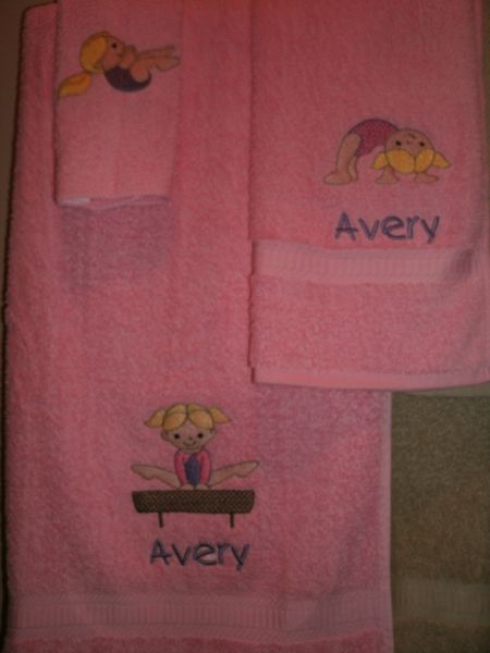 Gymnastics Girl Beam Personalized Towel Set