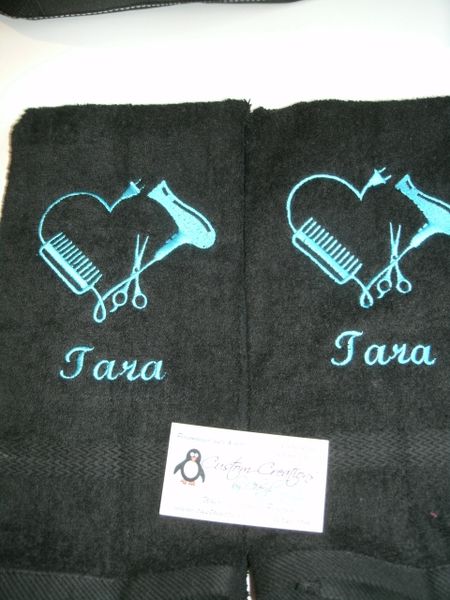 Hair Stylist Heart Kitchen Hand Towels 2 piece set
