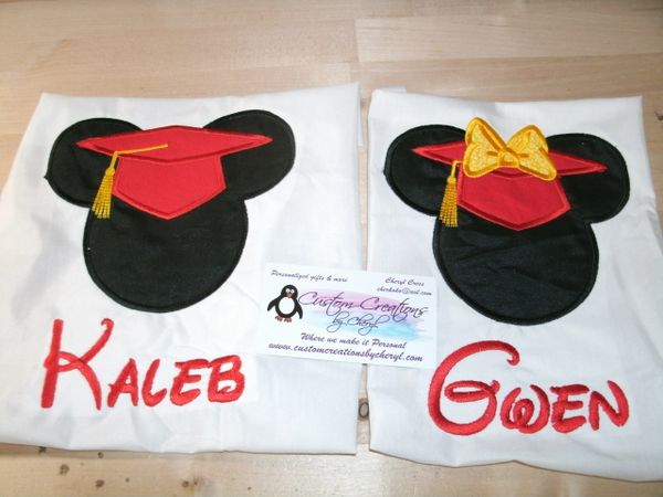 Mickey and Minnie Mouse Graduation Party Ears Couples Shirts