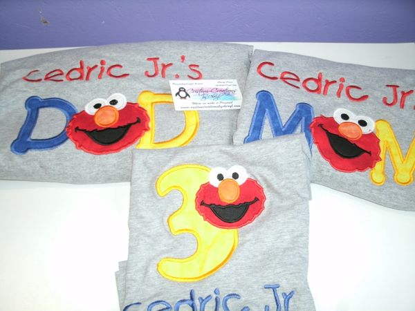 Elmo Birthday Set Mom, Dad & Birthday Child Personalized Birthday Couples Shirts