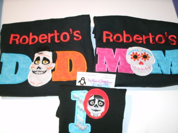 Coco Sugar Skull Birthday Set Mom, Dad & Birthday Child Personalized Birthday Couples Shirts