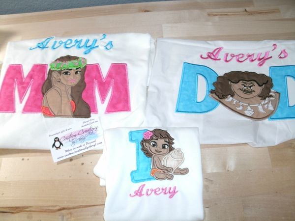 Moana Birthday Set Mom, Dad & Birthday Child Personalized Birthday Couples Shirts