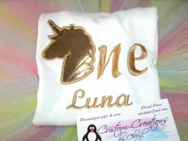 Unicorn Silhoutte 1st Birthday Personalized Birthday Shirt
