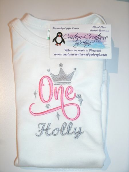 Princess Crown One 1st Birthday Personalized Birthday Shirt