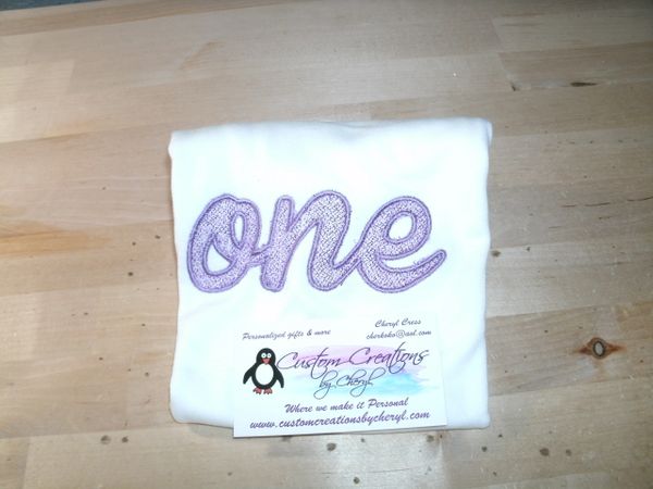 One cursive 1st Birthday Personalized Birthday Shirt