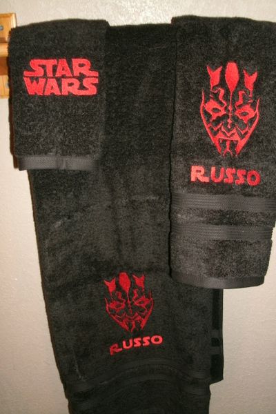 Star Wars Darth Maul Sketch Personalized 3 piece Towel Set