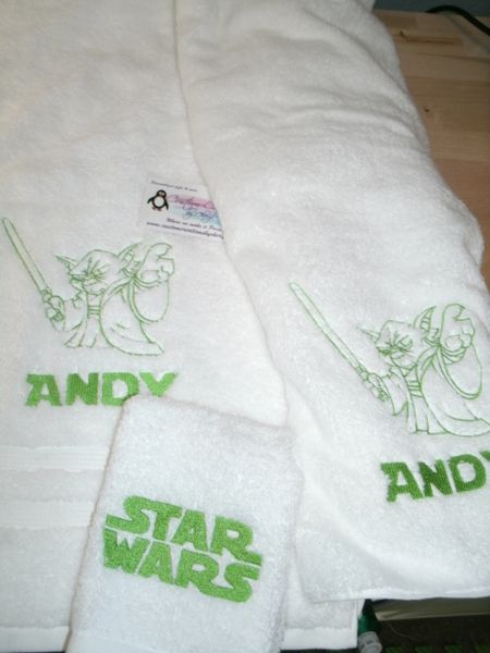 Star Wars Yoda Sketch Personalized 3 piece Towel Set