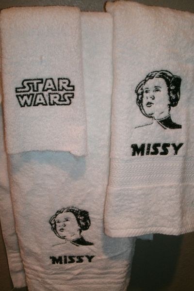 Star Wars Princess Leia Sketch Personalized 3 piece Towel Set