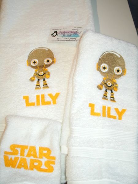 Star Wars C3PO Droid Kid Personalized 3 piece Towel Set
