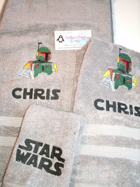 Star Wars Bobba Fett Personalized 3 piece Towel Set