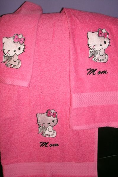 Kitty Angel Personalized Towel Set