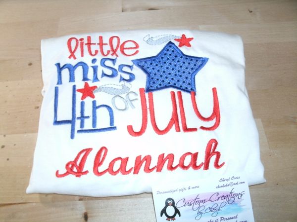 Patriotic Little Miss 4th of July Personalized Holiday Shirt