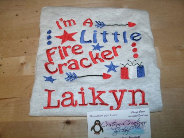 Patriotic I'm a Little Firecracker 4th of July Personalized Holiday Shirt