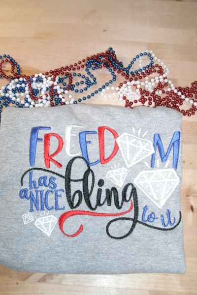 Patriotic Freedom has a nice bling to it USA 4th of July Personalized Holiday Shirt