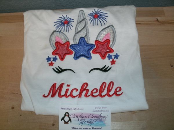 Patriotic Unicorn Stars USA 4th of July Personalized Holiday Shirt